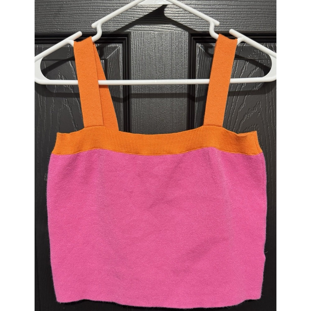 Pink Lily Happy Go Lucky Pink and Orange‎ Color Block Tank Size Medium